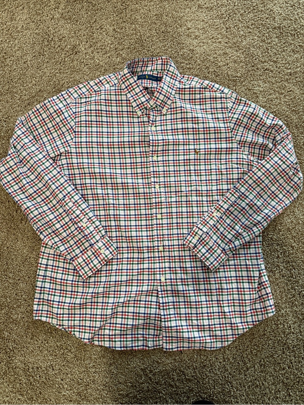 Polo by Ralph Lauren White Plaid Button-Down Shirt with Red & Blue